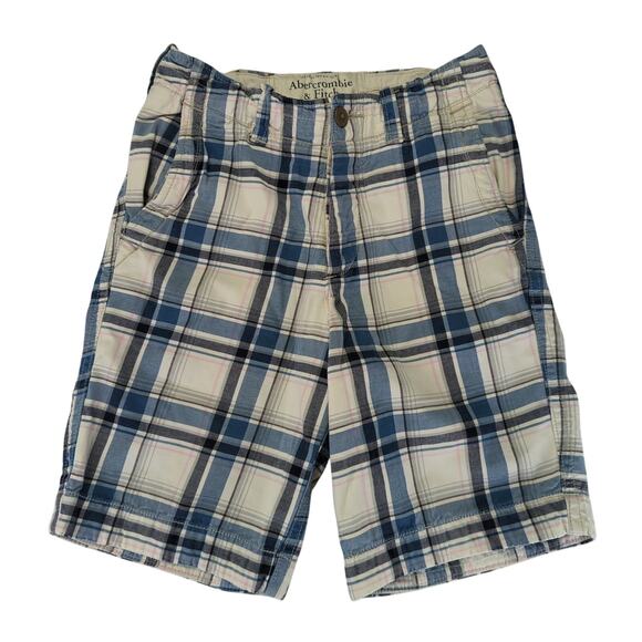 Abercrombie & Fitch Plaid Shorts Men's 28 100% Cotton Button Fly Bermuda‎ Cargo - Picture 1 of 6